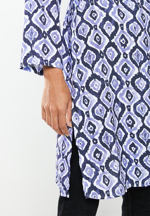 edit - Long kimono - blue & white 