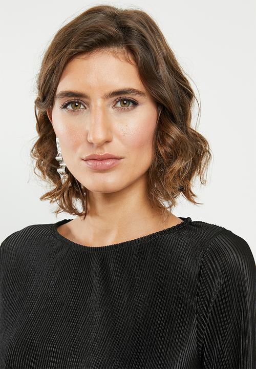 edit - Side tie long sleeve top - black