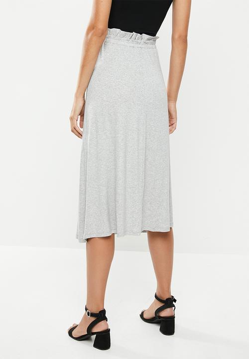 edit - Pull on knit midi skirt - light grey