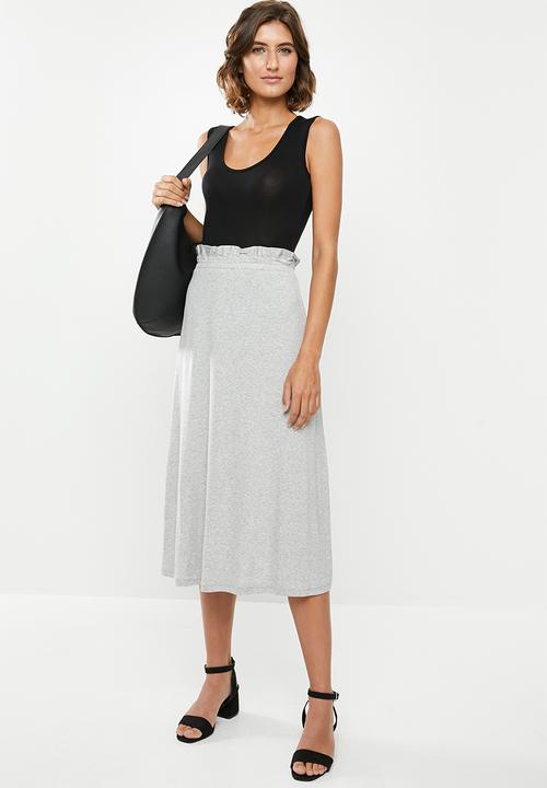 edit - Pull on knit midi skirt - light grey