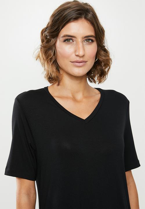 edit - V-neck T-shirt dress - black