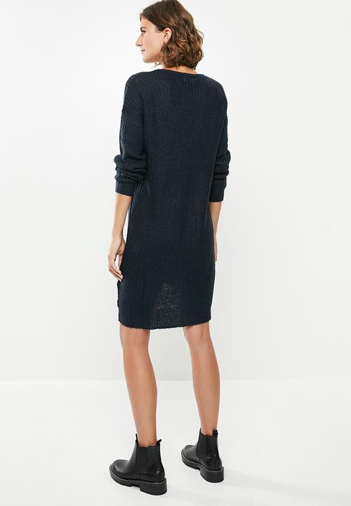 Jacqueline de Yong - Tammy v-neck dress - navy
