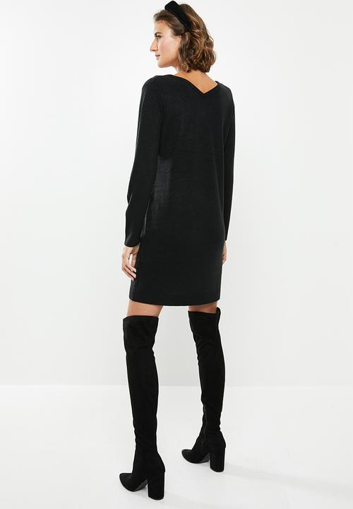 Jacqueline de Yong - Valley treats long sleeve dress - black