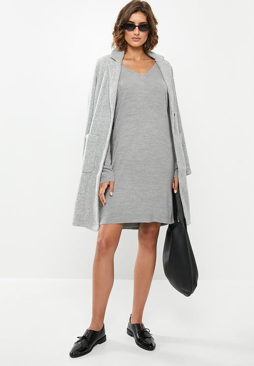 Jacqueline de Yong - Valley treats long sleeve dress - grey