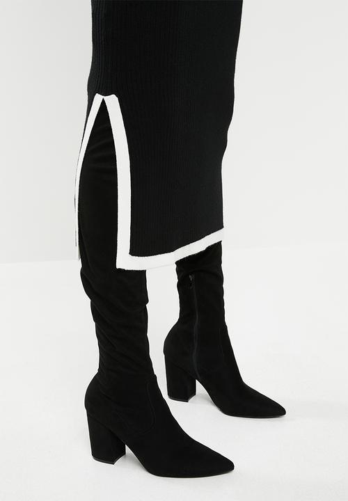 Missguided - Rib contrast jumper & midi skirt - black