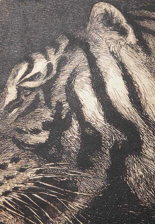 Hertex Haus - Tigres noir round rug - grey