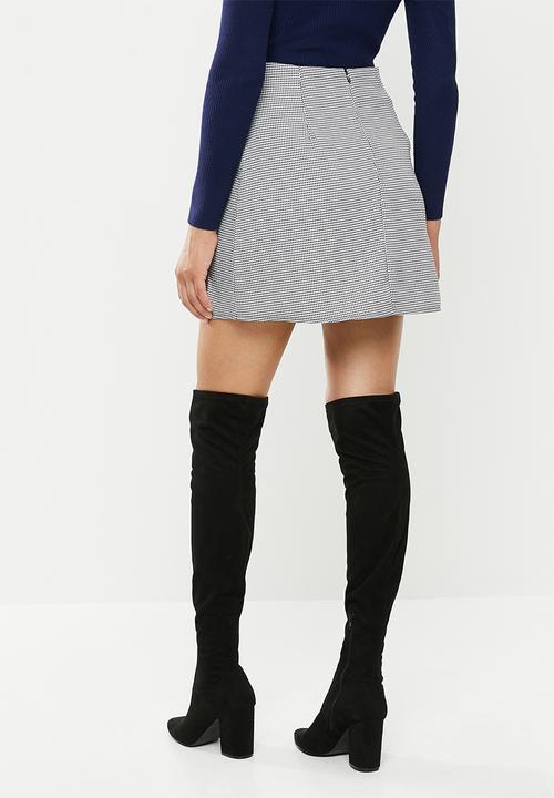 Missguided - Houndstooth check mini skirt - black & white 