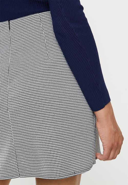 Missguided - Houndstooth check mini skirt - black & white 