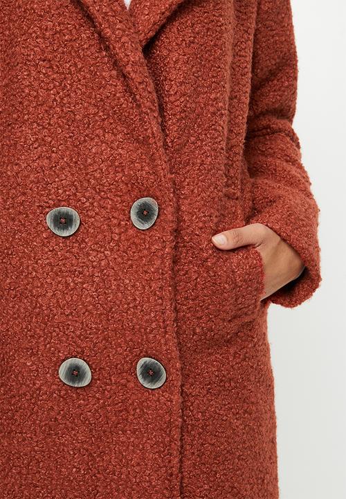 Missguided - Boucle db cocoon coat - rust 