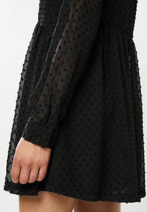 Missguided - Dobby shirt smock dress - black