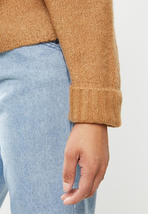 Missguided - Rib roll neck batwing jumper - camel