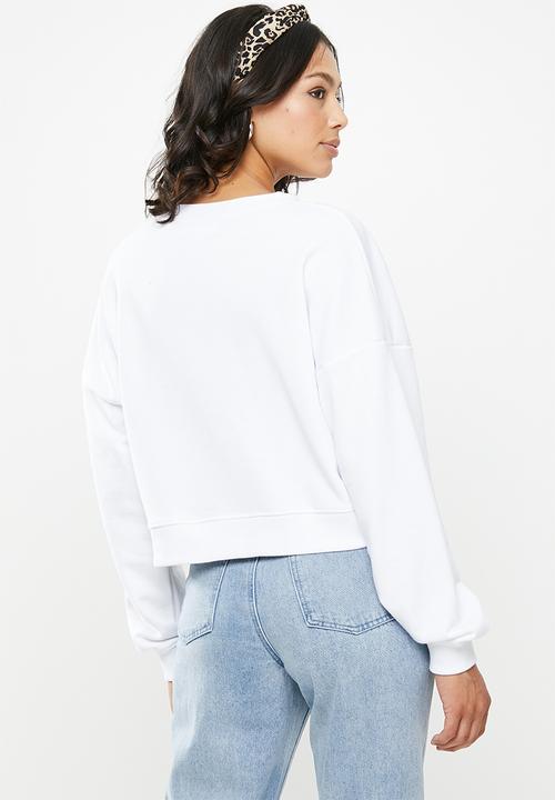 Missguided - V-front oversized sweat - white