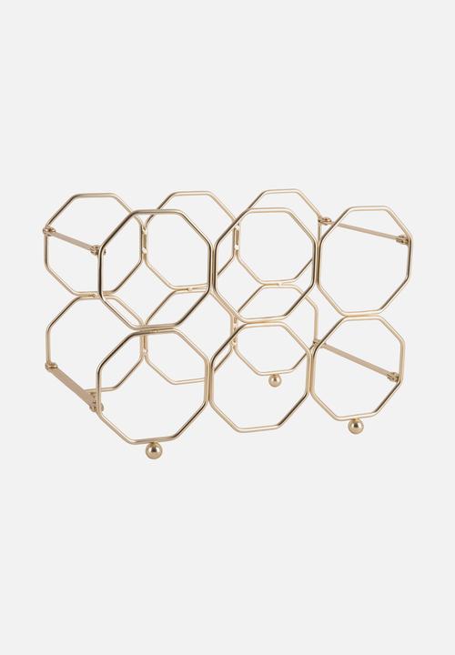 Present Time - Honeycomb wine rack - gold