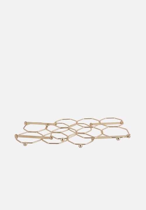 Present Time - Honeycomb wine rack - gold