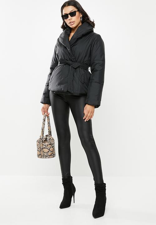 Missguided - Wrap puffer jacket - black