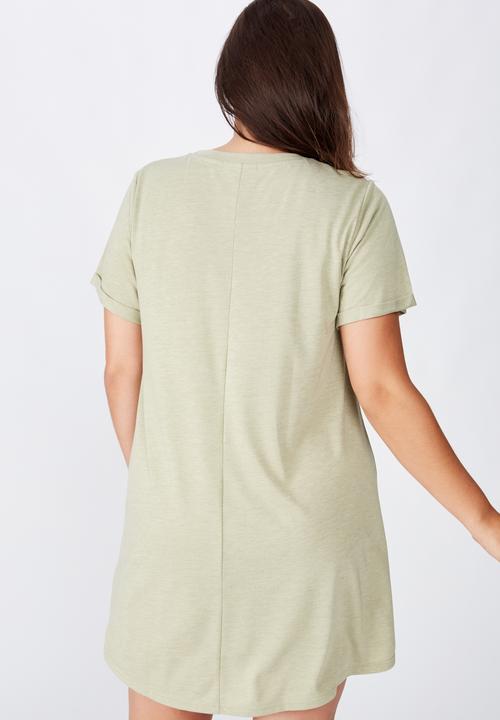 Cotton On - Curve relaxed tee dress - green 