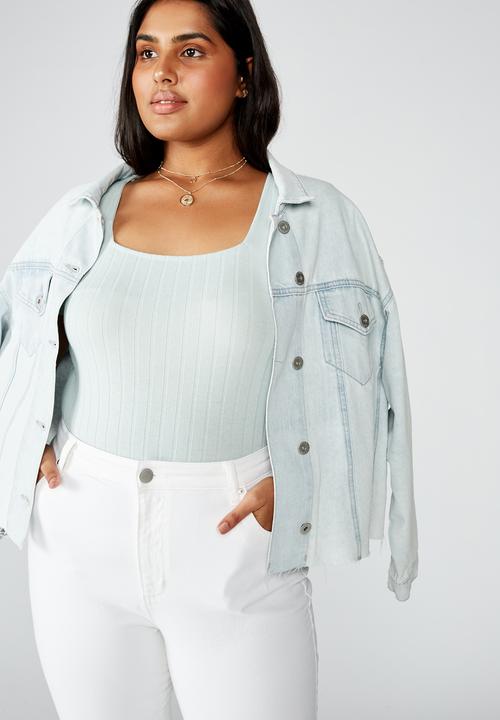 Cotton On - Curve Tatum square neck wide rib - cloud blue