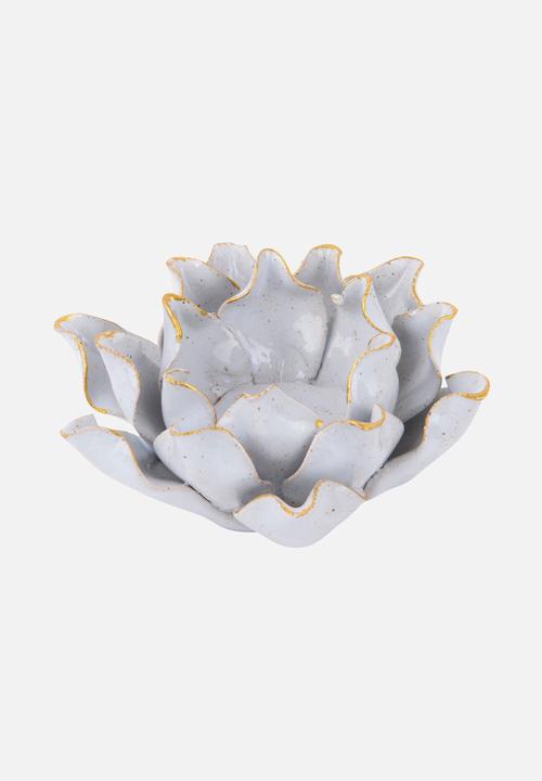 Present Time - Flower tealight holder - white