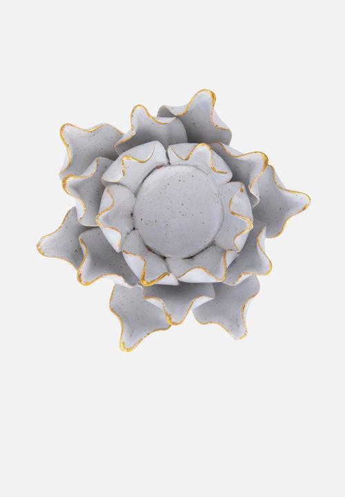 Present Time - Flower tealight holder - white