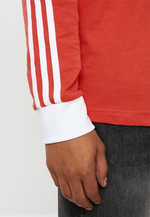 adidas Originals - 3 Stripe long sleeve tee - red & white