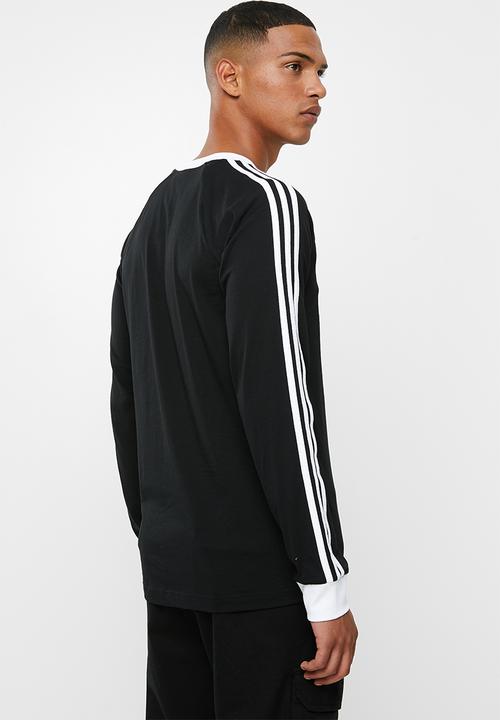 adidas Originals - 3 Stripe long sleeve tee - black & white