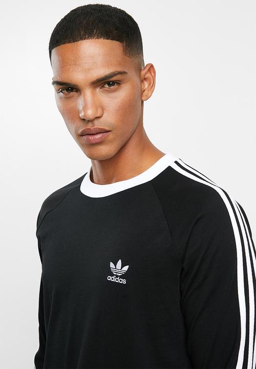 adidas Originals - 3 Stripe long sleeve tee - black & white