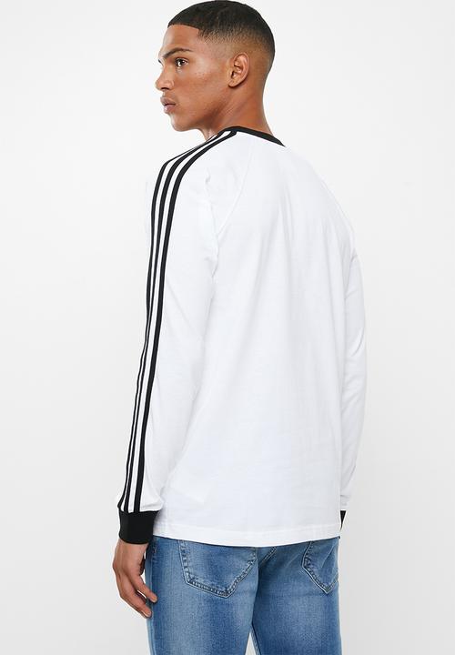 adidas Originals - 3 Stripe long sleeve tee - white & black