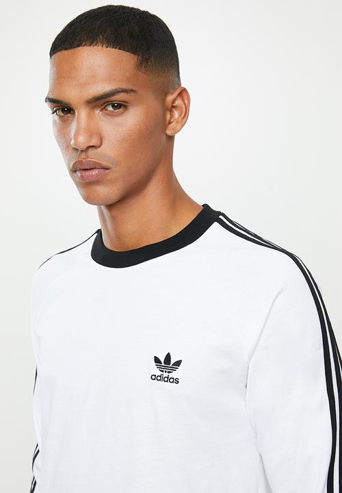 adidas Originals - 3 Stripe long sleeve tee - white & black