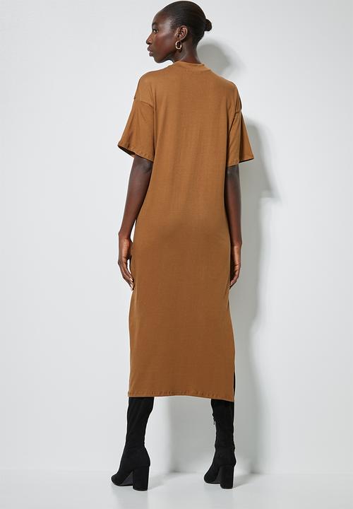 Superbalist - Crew neck T-shirt dress - brown