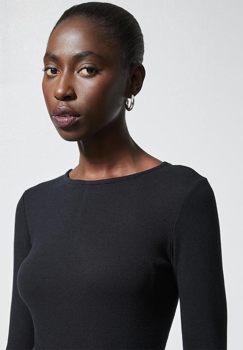 Superbalist - Rib belted bodycon dress - black