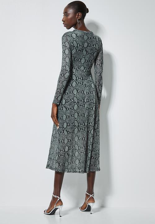 Superbalist - Mesh fit & flare dress - black & grey