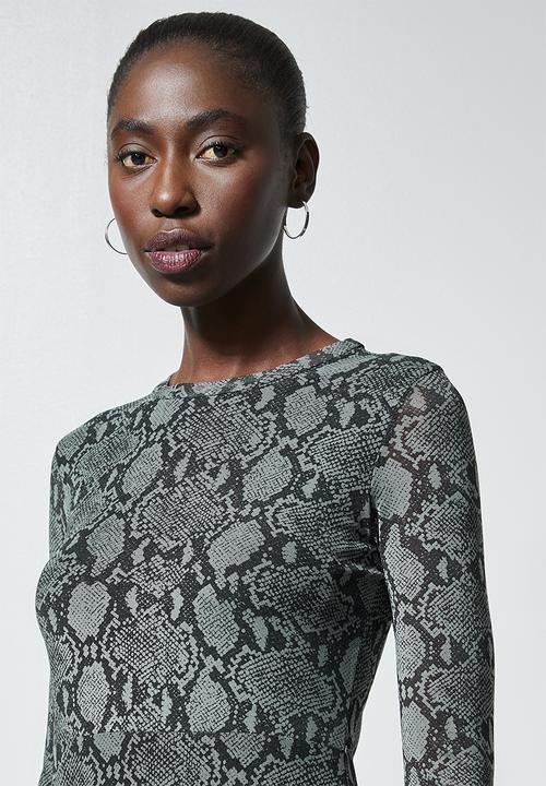Superbalist - Mesh fit & flare dress - black & grey