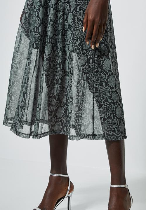 Superbalist - Mesh fit & flare dress - black & grey
