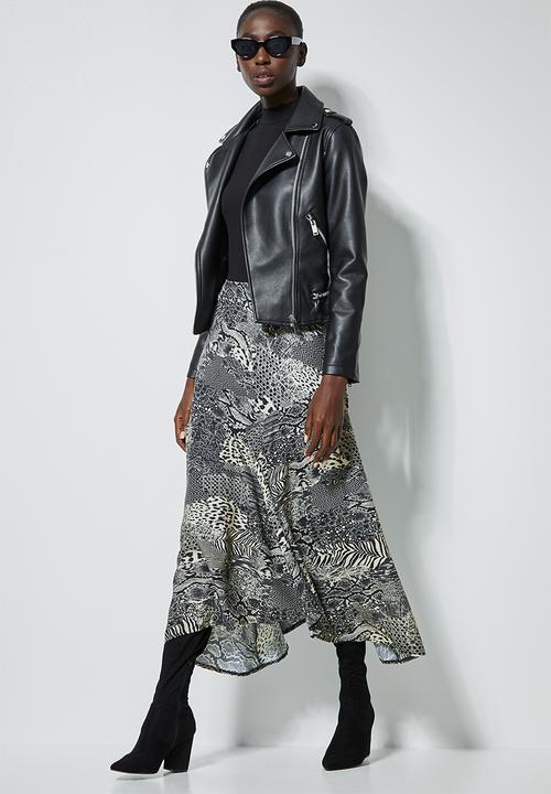 Superbalist - Elasticated midi skirt - black & neutral