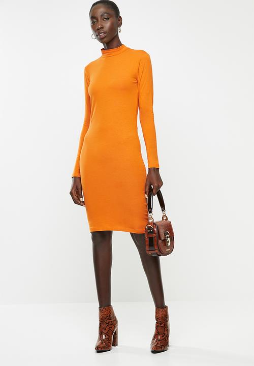 Jacqueline de Yong - Ava turtleneck dress - orange 