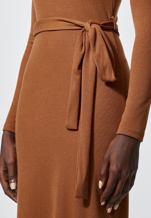 Superbalist - Rib belted bodycon dress - rust