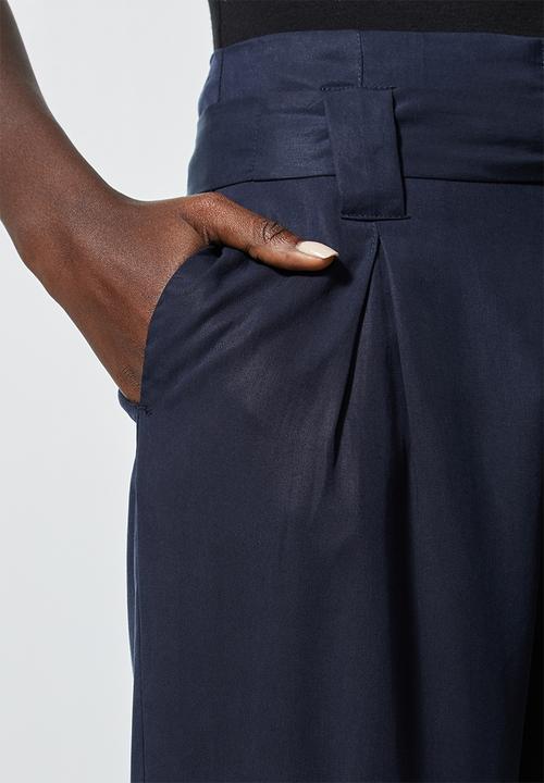 Superbalist - Paperbag mom trousers - navy 