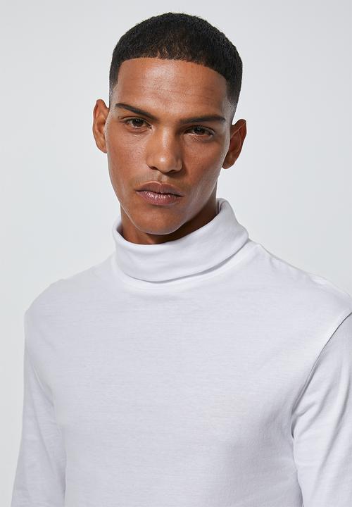 Superbalist - Plain roll neck long sleeve tee - white 