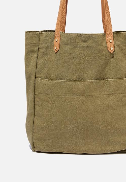 Rubi - Olive carryall tote bag - khaki