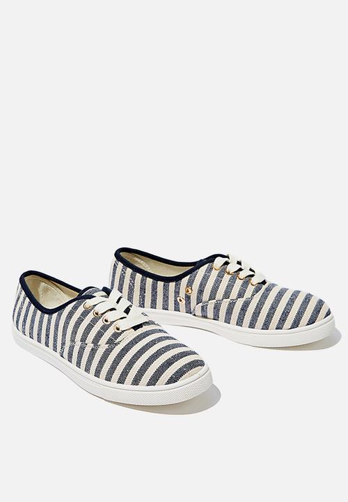 Cotton On - Juno plimsoll - navy texture stripe