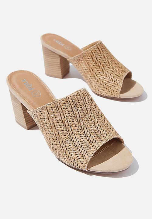 Cotton On - Colette heeled mule - natural raffia