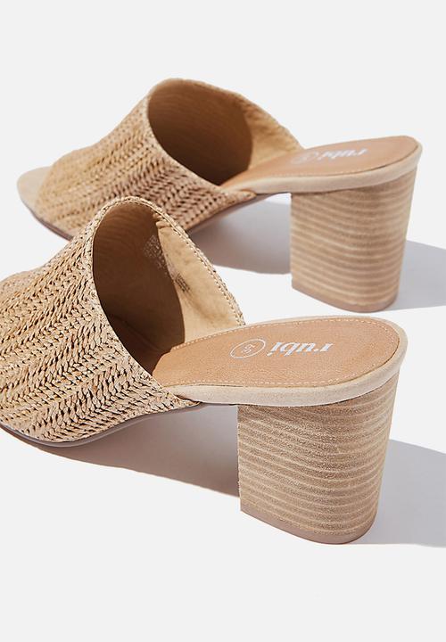 Cotton On - Colette heeled mule - natural raffia