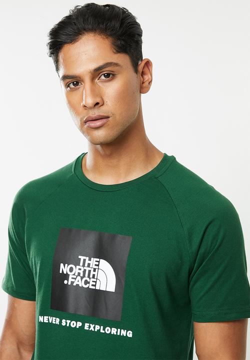 The North Face - Short sleeve raglan red box tee - green
