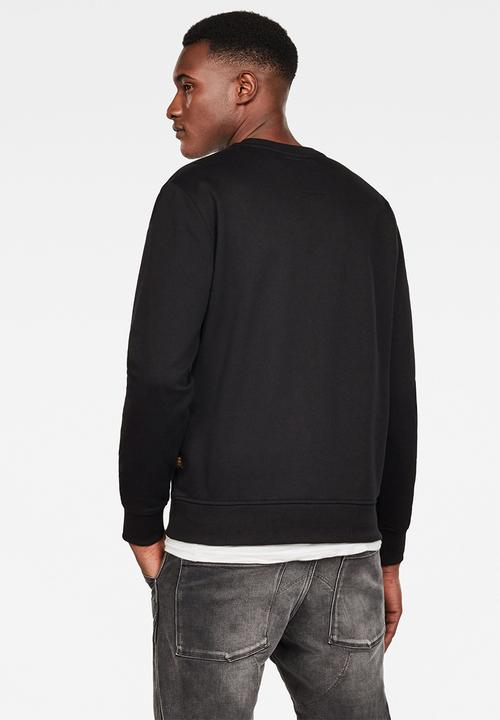 G-STAR - Embro paneled round neck sweater - black