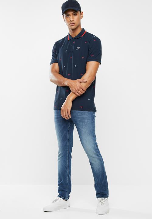 Tommy Hilfiger - Tjm allover print polo - navy