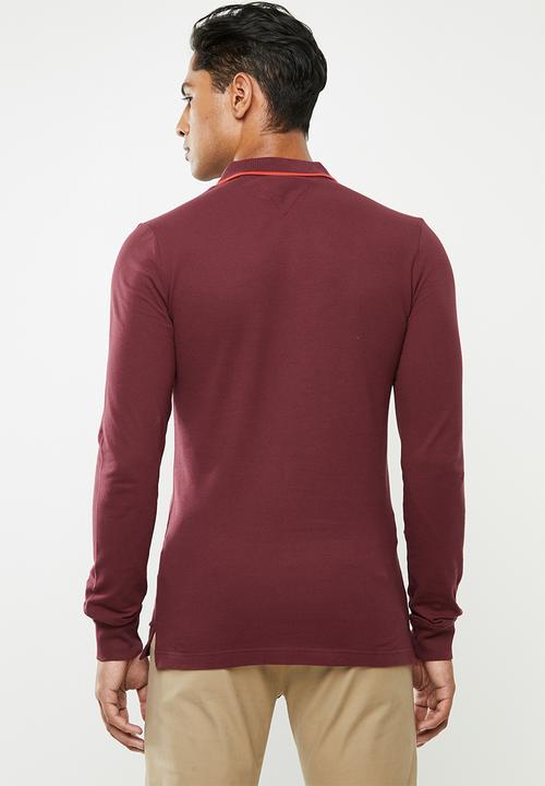 Tommy Hilfiger - Tjm stretch slim long sleeve polo - burgundy