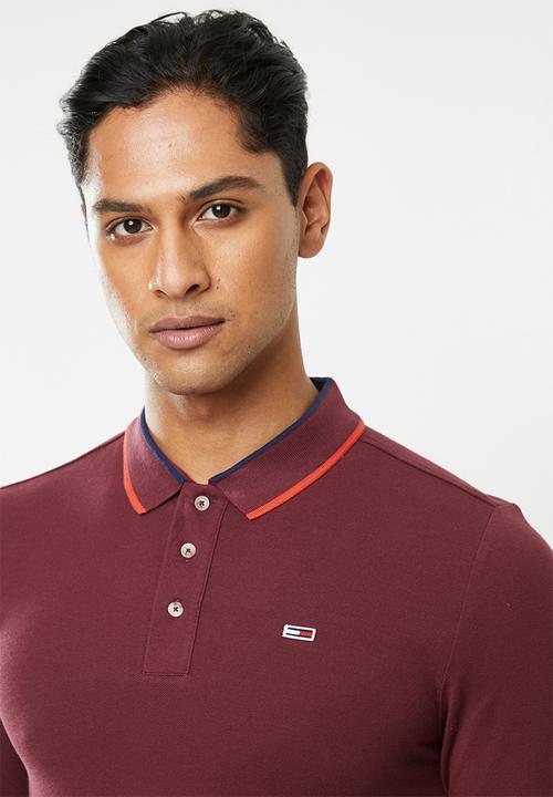 Tommy Hilfiger - Tjm stretch slim long sleeve polo - burgundy