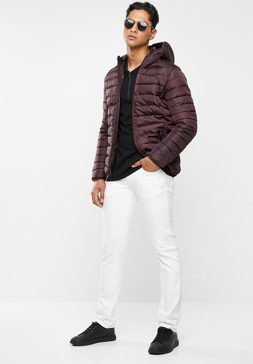 Only & Sons - Liner puff hood jacket - burgundy 
