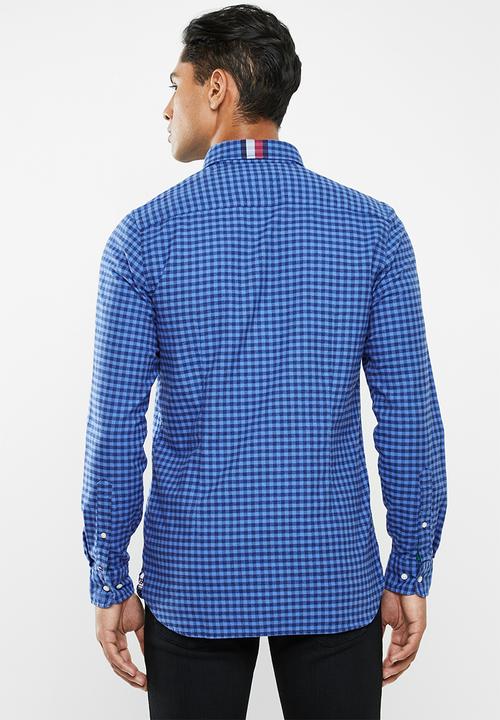 Tommy Hilfiger - Slim global stripe gingham shirt - blue