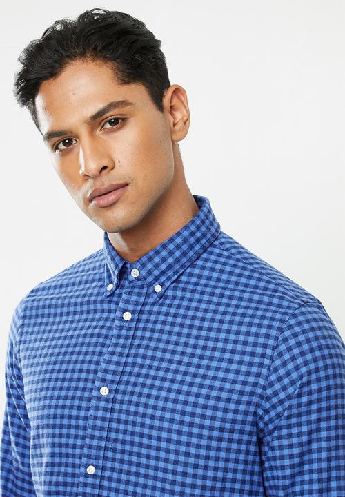 Tommy Hilfiger - Slim global stripe gingham shirt - blue